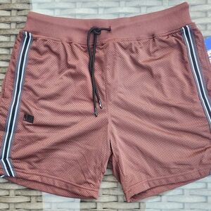NWT Men's NBA Above The Knee Trainer Shorts Brown Drawstring Size Large Athletic